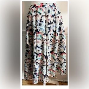 ASOS • Black Coral Teal Floral Midi Skirt